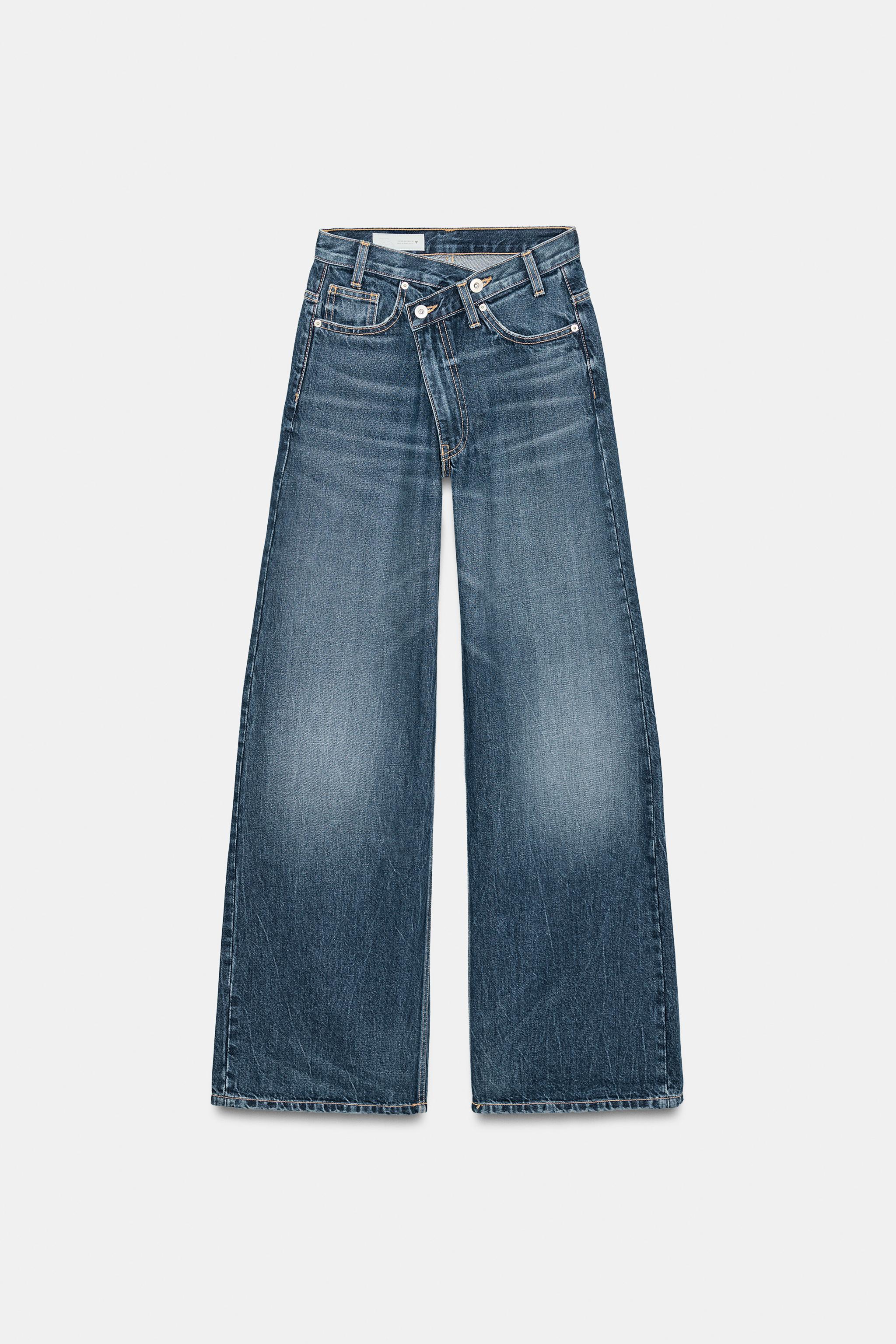 TRF HIGH-WAIST CROSSOVER WAIST WIDE LEG JEANS